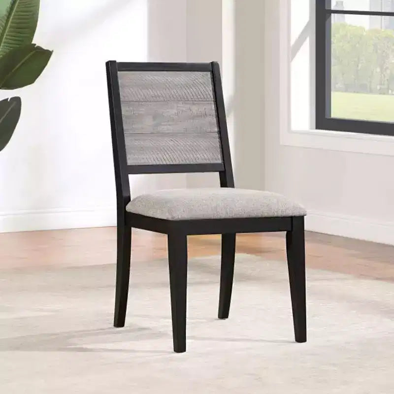 Simple Relax Set di 2 sedie da pranzo imbottite in tessuto in grigio tortora e nero