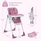 Seggiolone per neonati, seggiolone pieghevole per neonati con vassoio rimovibile, altezza e reclinazione regolabili, seggiolone per neonati e bambini piccoli