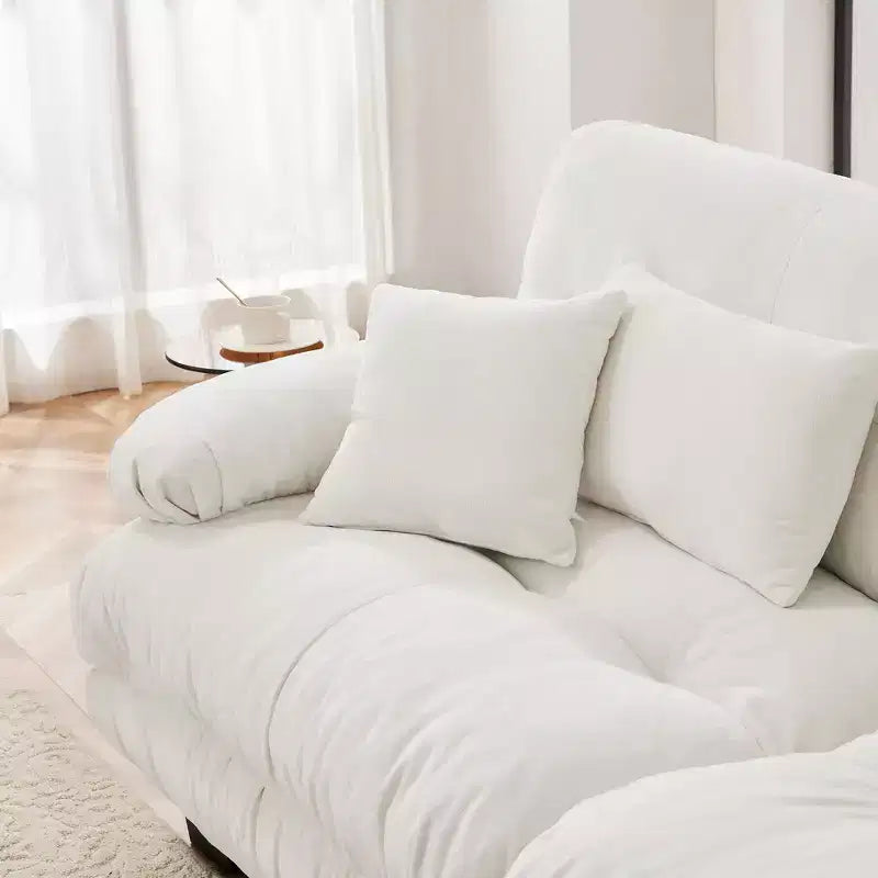 Divano Letto Cloud Couch per Soggiorno, Divano a 2 Posti in ciniglia con 2 Cuscini Lombari e 2 Cuscini Decorativi, Divano Imbottito con Braccioli Larghi e 2 Pouf