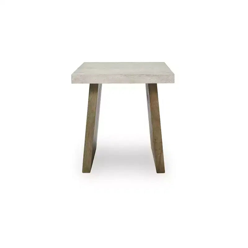 Tavolino da salotto quadrato contemporaneo Brendalhouse di Signature Design by Ashley – Piano effetto cemento con base in legno di mango, marrone chiaro