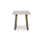 Tavolino da salotto quadrato contemporaneo Brendalhouse di Signature Design by Ashley – Piano effetto cemento con base in legno di mango, marrone chiaro