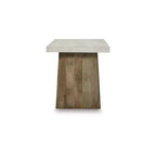 Tavolino da salotto quadrato contemporaneo Brendalhouse di Signature Design by Ashley – Piano effetto cemento con base in legno di mango, marrone chiaro