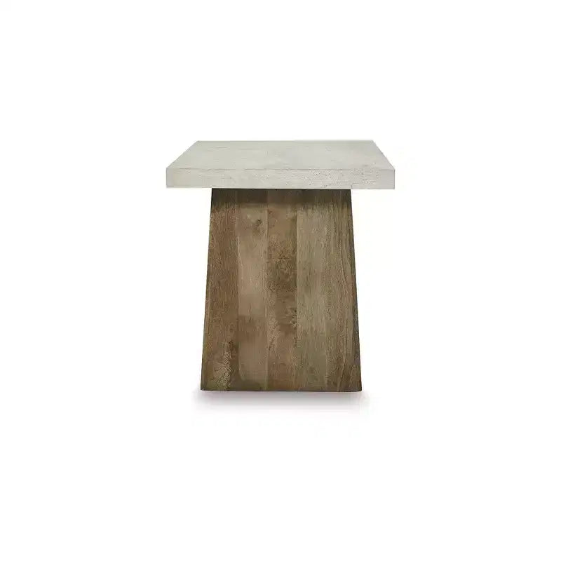 Tavolino da salotto quadrato contemporaneo Brendalhouse di Signature Design by Ashley – Piano effetto cemento con base in legno di mango, marrone chiaro