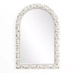 LuxenHome Distressed White Arch Rectangle 36-Inch Tall Wall Mirror, Accent and Vanity