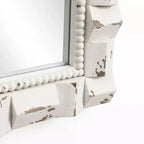 Specchio da parete LuxenHome, rettangolare, ad arco, invecchiato, bianco, alto 91 cm, decorativo e da toeletta