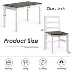 Set da pranzo Costway 5 pezzi in legno massello Tavolo da cucina e 4 sedie