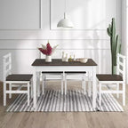 Set da pranzo Costway 5 pezzi in legno massello Tavolo da cucina e 4 sedie