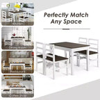 Set da pranzo Costway 5 pezzi in legno massello Tavolo da cucina e 4 sedie