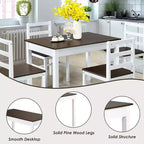 Set da pranzo Costway 5 pezzi in legno massello Tavolo da cucina e 4 sedie