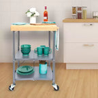 Carrello da Cucina Pieghevole Origami, Carrello di Servizio con Ruote e Ripiani, Tavolo da Lavoro Portatile per Cucina, Sala da Pranzo e Patio