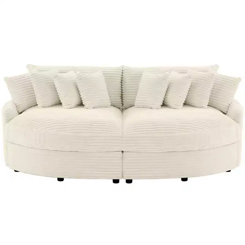 Divano Sezionale Hyleory in Velluto a Coste con Chaise Longue Sinistra e Destra Oversize e 8 Cuscini, Divano Convertibile Imbottito