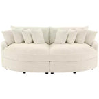 Divano Sezionale Hyleory in Velluto a Coste con Chaise Longue Sinistra e Destra Oversize e 8 Cuscini, Divano Convertibile Imbottito