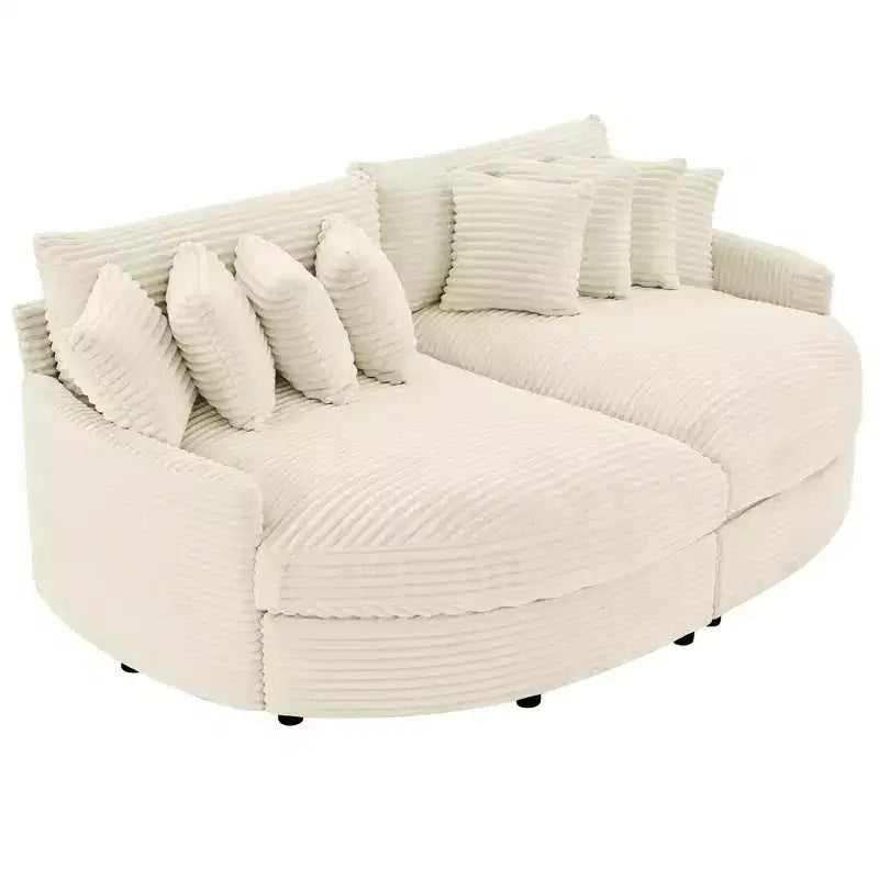 Divano Sezionale Hyleory in Velluto a Coste con Chaise Longue Sinistra e Destra Oversize e 8 Cuscini, Divano Convertibile Imbottito