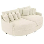 Divano Sezionale Hyleory in Velluto a Coste con Chaise Longue Sinistra e Destra Oversize e 8 Cuscini, Divano Convertibile Imbottito