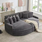 Divano Sezionale Hyleory in Velluto a Coste con Chaise Longue Sinistra e Destra Oversize e 8 Cuscini, Divano Convertibile Imbottito