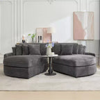 Divano Sezionale Hyleory in Velluto a Coste con Chaise Longue Sinistra e Destra Oversize e 8 Cuscini, Divano Convertibile Imbottito