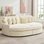 Divano Sezionale Hyleory in Velluto a Coste con Chaise Longue Sinistra e Destra Oversize e 8 Cuscini, Divano Convertibile Imbottito