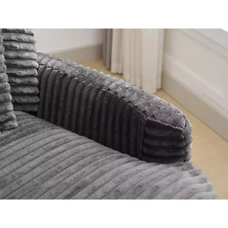Divano Sezionale Hyleory in Velluto a Coste con Chaise Longue Sinistra e Destra Oversize e 8 Cuscini, Divano Convertibile Imbottito