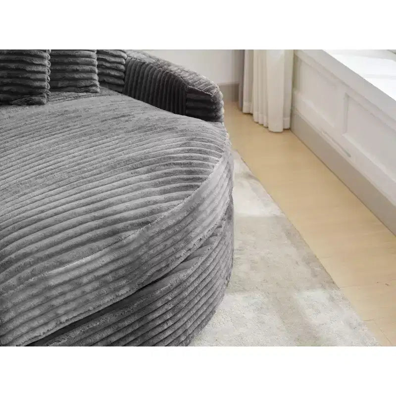 Divano Sezionale Hyleory in Velluto a Coste con Chaise Longue Sinistra e Destra Oversize e 8 Cuscini, Divano Convertibile Imbottito