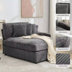 Divano Sezionale Hyleory in Velluto a Coste con Chaise Longue Sinistra e Destra Oversize e 8 Cuscini, Divano Convertibile Imbottito