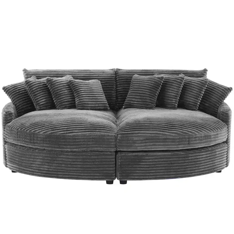Divano Sezionale Hyleory in Velluto a Coste con Chaise Longue Sinistra e Destra Oversize e 8 Cuscini, Divano Convertibile Imbottito