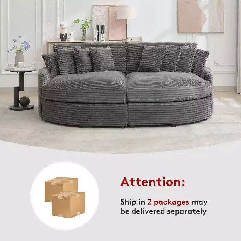 Divano Sezionale Hyleory in Velluto a Coste con Chaise Longue Sinistra e Destra Oversize e 8 Cuscini, Divano Convertibile Imbottito