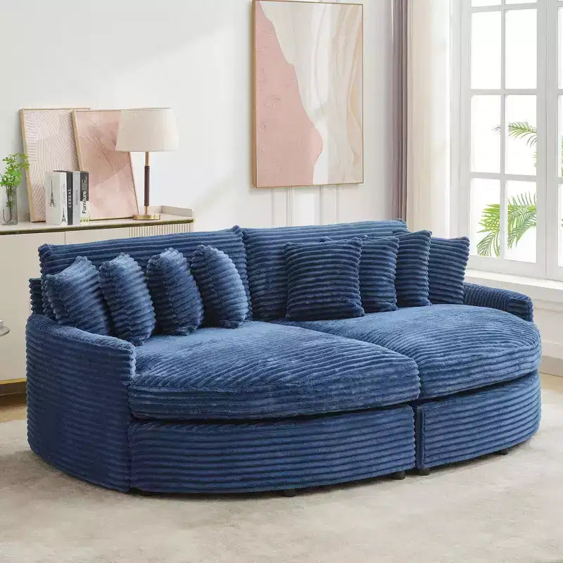 Divano Sezionale Hyleory in Velluto a Coste con Chaise Longue Sinistra e Destra Oversize e 8 Cuscini, Divano Convertibile Imbottito