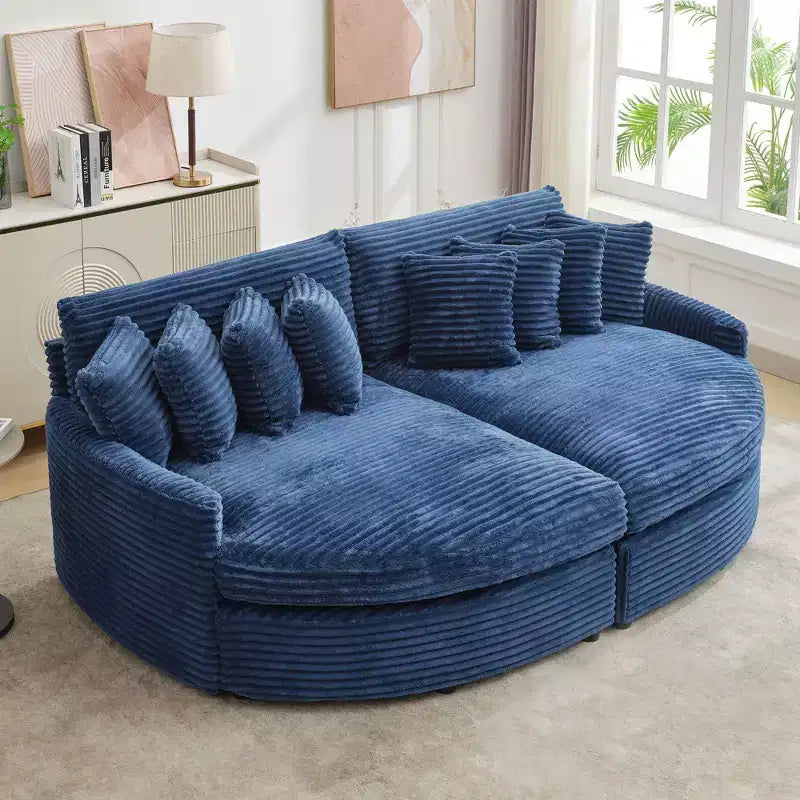 Divano Sezionale Hyleory in Velluto a Coste con Chaise Longue Sinistra e Destra Oversize e 8 Cuscini, Divano Convertibile Imbottito