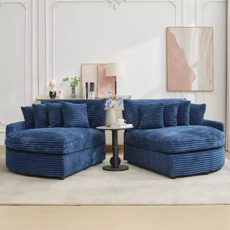 Divano Sezionale Hyleory in Velluto a Coste con Chaise Longue Sinistra e Destra Oversize e 8 Cuscini, Divano Convertibile Imbottito