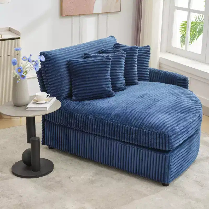 Divano Sezionale Hyleory in Velluto a Coste con Chaise Longue Sinistra e Destra Oversize e 8 Cuscini, Divano Convertibile Imbottito