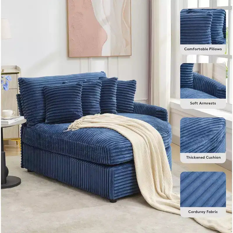 Divano Sezionale Hyleory in Velluto a Coste con Chaise Longue Sinistra e Destra Oversize e 8 Cuscini, Divano Convertibile Imbottito