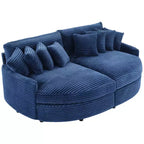 Divano Sezionale Hyleory in Velluto a Coste con Chaise Longue Sinistra e Destra Oversize e 8 Cuscini, Divano Convertibile Imbottito