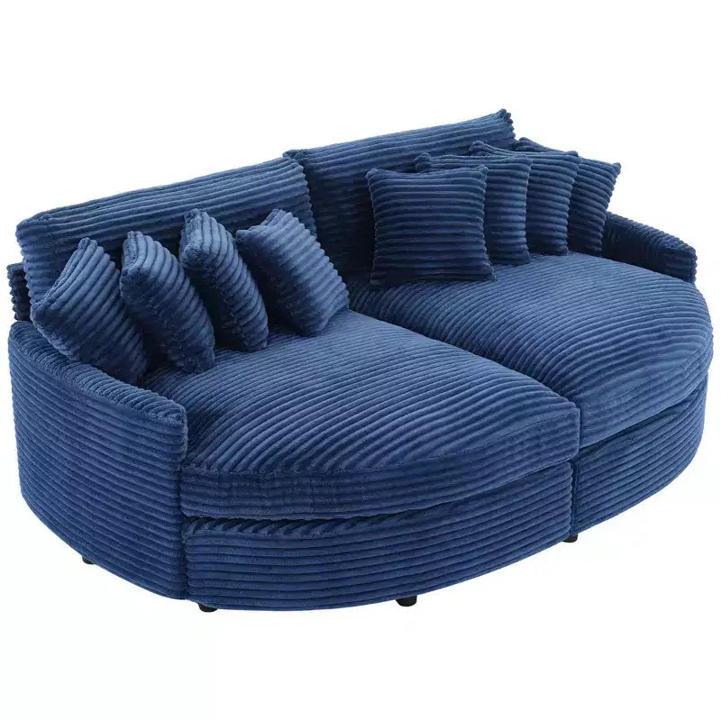 Divano Sezionale Hyleory in Velluto a Coste con Chaise Longue Sinistra e Destra Oversize e 8 Cuscini, Divano Convertibile Imbottito