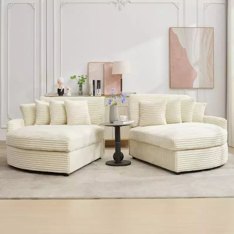 Divano Sezionale Hyleory in Velluto a Coste con Chaise Longue Sinistra e Destra Oversize e 8 Cuscini, Divano Convertibile Imbottito