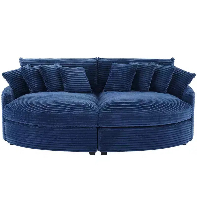 Divano Sezionale Hyleory in Velluto a Coste con Chaise Longue Sinistra e Destra Oversize e 8 Cuscini, Divano Convertibile Imbottito