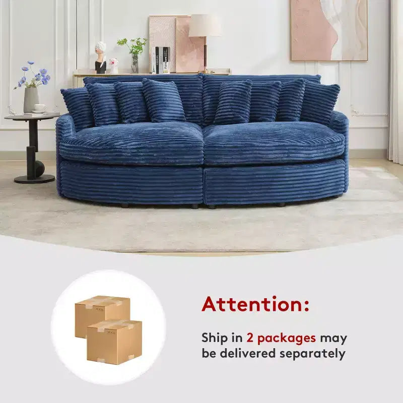 Divano Sezionale Hyleory in Velluto a Coste con Chaise Longue Sinistra e Destra Oversize e 8 Cuscini, Divano Convertibile Imbottito