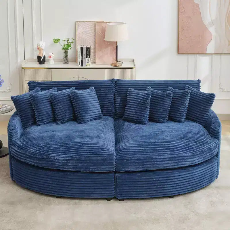 Divano Sezionale Hyleory in Velluto a Coste con Chaise Longue Sinistra e Destra Oversize e 8 Cuscini, Divano Convertibile Imbottito