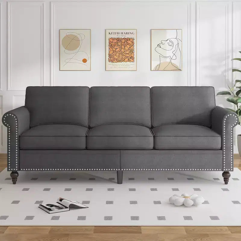Set divano da soggiorno Mjkone 3 pezzi in lino, moderno divano a 3 posti e divano a due posti e set poltrona singola