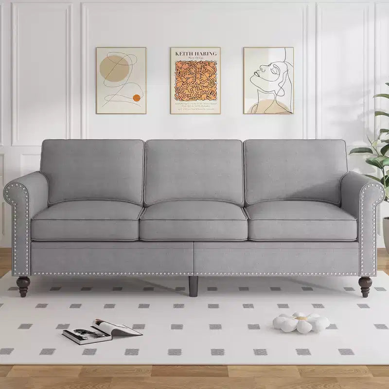 Set divano da soggiorno Mjkone 3 pezzi in lino, moderno divano a 3 posti e divano a due posti e set poltrona singola