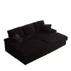 Divano 3 posti in velluto a coste da 84 pollici con 3 cuscini per lo schienale, 2 cuscini decorativi, 2 pouf, 2 vani portaoggetti e scanalature portabicchieri