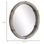 Specchio da parete in legno da 30,75 pollici, specchio rotondo decorativo stile rustico per soggiorno