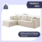 Mjkone Divano moderno a 2 pezzi in velluto a coste da 269 cm con combinazione libera a forma di L e seduta profonda, divani sezionali imbottiti con chaise longue sinistra