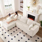 Mjkone Divano moderno a 2 pezzi in velluto a coste da 269 cm con combinazione libera a forma di L e seduta profonda, divani sezionali imbottiti con chaise longue sinistra