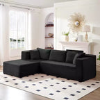 Mjkone Divano moderno a 2 pezzi in velluto a coste da 269 cm con combinazione libera a forma di L e seduta profonda, divani sezionali imbottiti con chaise longue sinistra