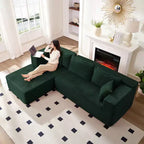 Mjkone Divano moderno a 2 pezzi in velluto a coste da 269 cm con combinazione libera a forma di L e seduta profonda, divani sezionali imbottiti con chaise longue sinistra