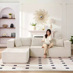 Mjkone Divano moderno a 2 pezzi in velluto a coste da 269 cm con combinazione libera a forma di L e seduta profonda, divani sezionali imbottiti con chaise longue sinistra
