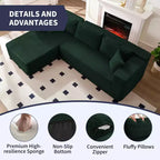 Mjkone Divano moderno a 2 pezzi in velluto a coste da 269 cm con combinazione libera a forma di L e seduta profonda, divani sezionali imbottiti con chaise longue sinistra