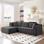 Mjkone Divano moderno a 2 pezzi in velluto a coste da 269 cm con combinazione libera a forma di L e seduta profonda, divani sezionali imbottiti con chaise longue sinistra
