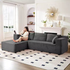 Mjkone Divano moderno a 2 pezzi in velluto a coste da 269 cm con combinazione libera a forma di L e seduta profonda, divani sezionali imbottiti con chaise longue sinistra