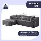 Mjkone Divano moderno a 2 pezzi in velluto a coste da 269 cm con combinazione libera a forma di L e seduta profonda, divani sezionali imbottiti con chaise longue sinistra